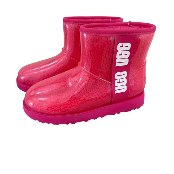 Kids UGG Clear Pink Short Boots Water Resistant Size 5 - Picture 2 of 11
